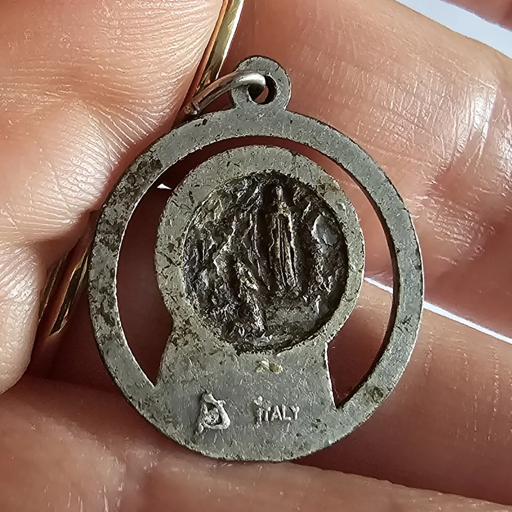 Vintage Lady of Lourdes Blessed Virgin Mary Medal pendant charm religious